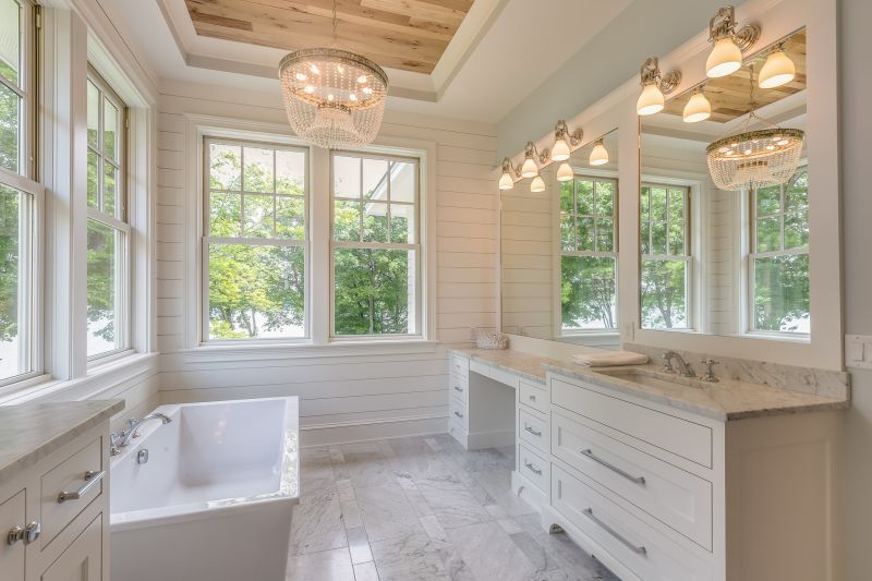 Bathroom with high-end fixtures and lighting
